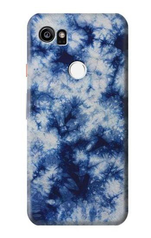 S3439 Fabric Indigo Tie Dye Case Cover Custodia per Google Pixel 2 XL