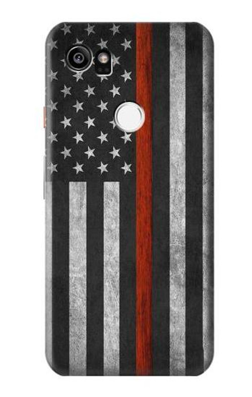 S3472 Firefighter Thin Red Line Flag Case Cover Custodia per Google Pixel 2 XL