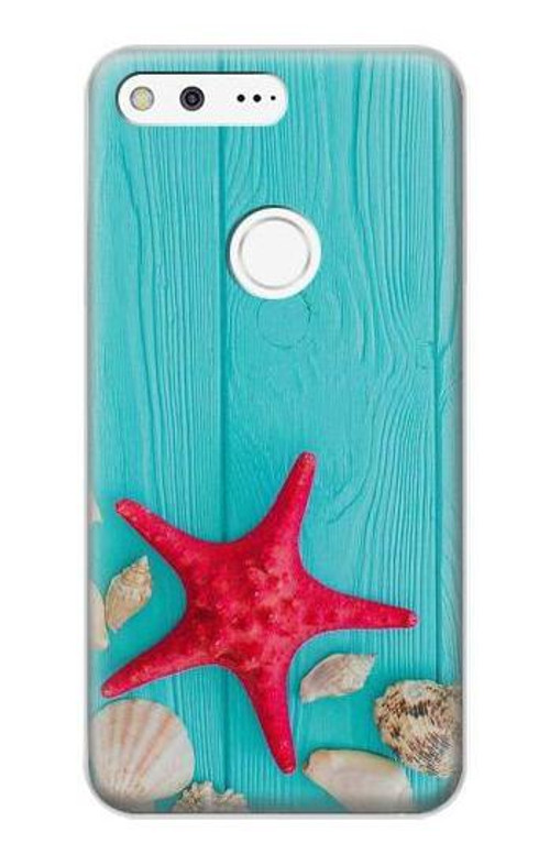 S3428 Aqua Wood Starfish Shell Case Cover Custodia per Google Pixel XL