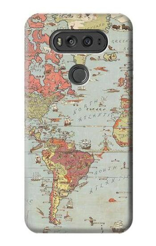 S3418 Vintage World Map Case Cover Custodia per LG V20