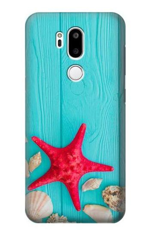 S3428 Aqua Wood Starfish Shell Case Cover Custodia per LG G7 ThinQ