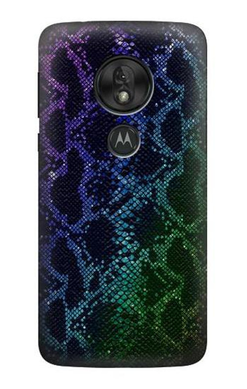 S3366 Rainbow Python Skin Graphic Print Case Cover Custodia per Motorola Moto G7 Play