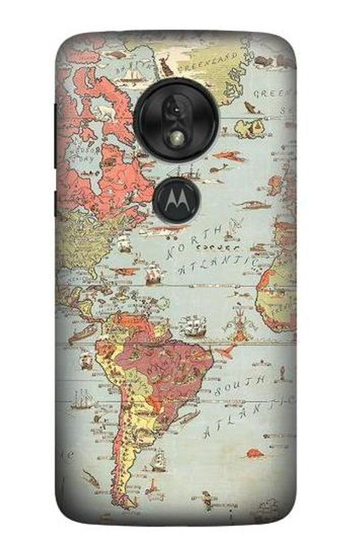 S3418 Vintage World Map Case Cover Custodia per Motorola Moto G7 Play