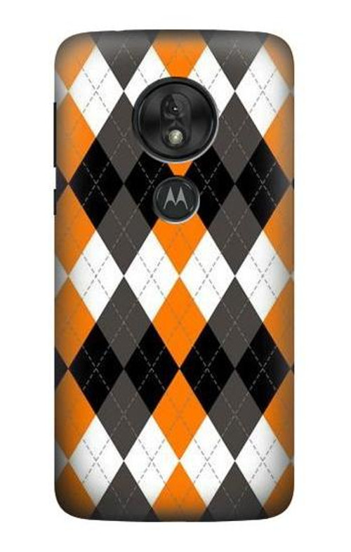 S3421 Black Orange White Argyle Plaid Case Cover Custodia per Motorola Moto G7 Play