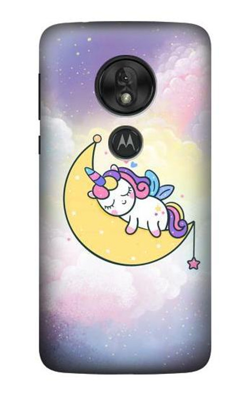 S3485 Cute Unicorn Sleep Case Cover Custodia per Motorola Moto G7 Play