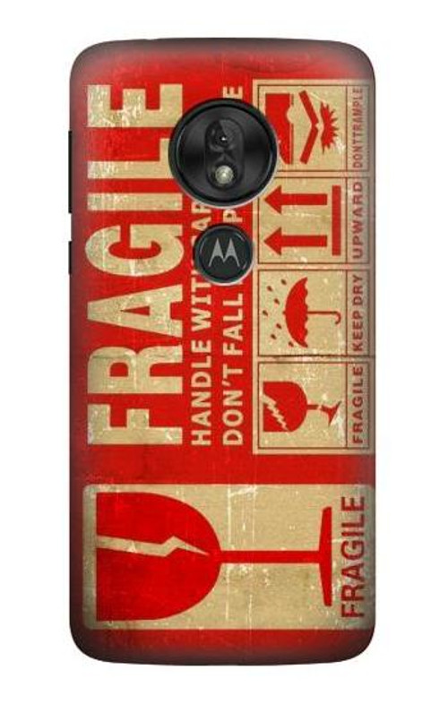 S3552 Vintage Fragile Label Art Case Cover Custodia per Motorola Moto G7 Play