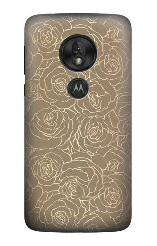 S3466 Gold Rose Pattern Case Cover Custodia per Motorola Moto G7 Power