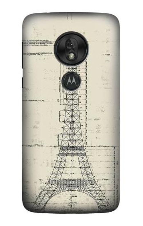 S3474 Eiffel Architectural Drawing Case Cover Custodia per Motorola Moto G7 Power