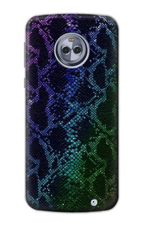 S3366 Rainbow Python Skin Graphic Print Case Cover Custodia per Motorola Moto X4