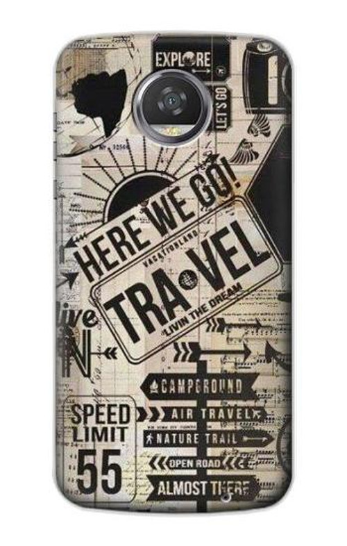 S3441 Vintage Travel Case Cover Custodia per Motorola Moto Z2 Play, Z2 Force