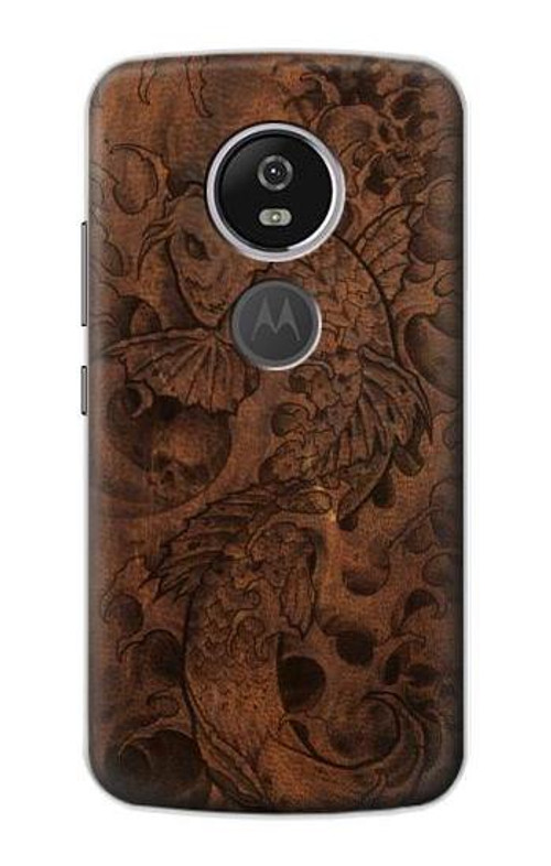 S3405 Fish Tattoo Leather Graphic Print Case Cover Custodia per Motorola Moto E5 Plus