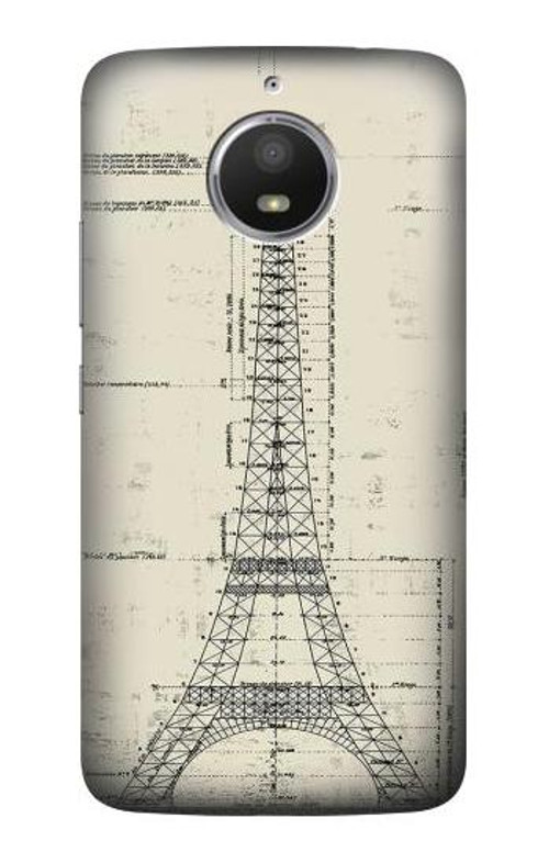 S3474 Eiffel Architectural Drawing Case Cover Custodia per Motorola Moto E4 Plus