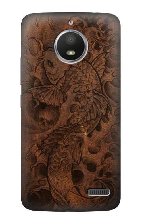 S3405 Fish Tattoo Leather Graphic Print Case Cover Custodia per Motorola Moto E4