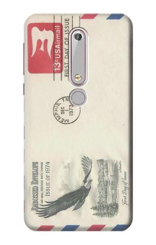 S3551 Vintage Airmail Envelope Art Case Cover Custodia per Nokia 6.1, Nokia 6 2018