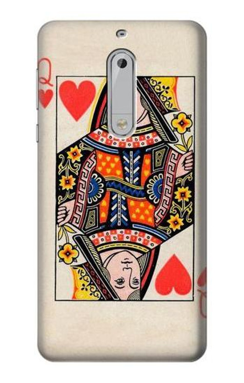 S3429 Queen Hearts Card Case Cover Custodia per Nokia 5