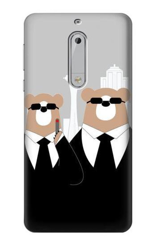 S3557 Bear in Black Suit Case Cover Custodia per Nokia 5