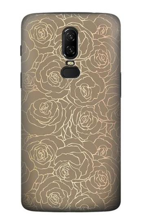 S3466 Gold Rose Pattern Case Cover Custodia per OnePlus 6