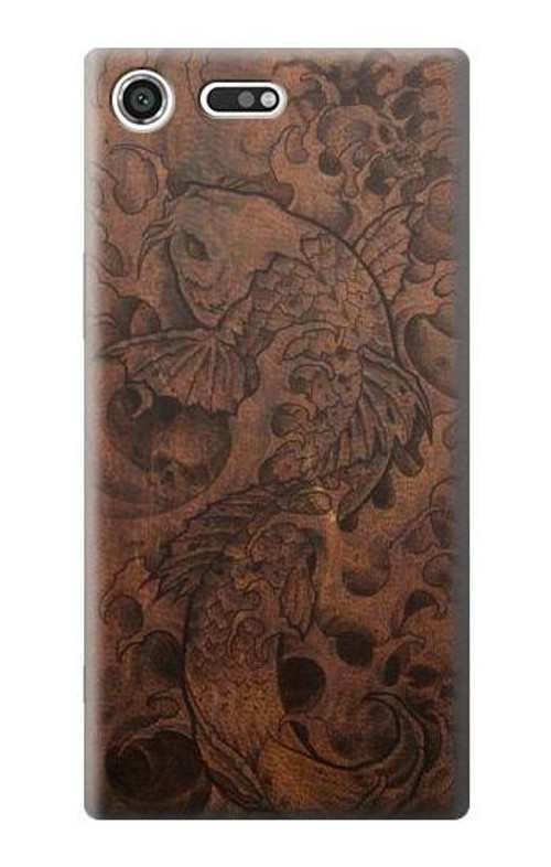 S3405 Fish Tattoo Leather Graphic Print Case Cover Custodia per Sony Xperia XZ Premium