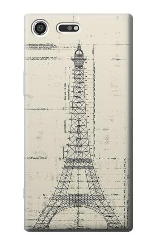 S3474 Eiffel Architectural Drawing Case Cover Custodia per Sony Xperia XZ Premium