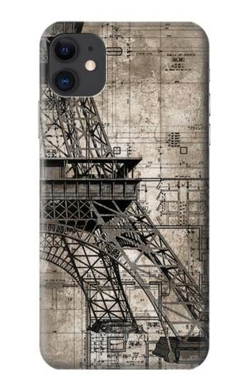 S3416 Eiffel Tower Blueprint Case Cover Custodia per iPhone 11