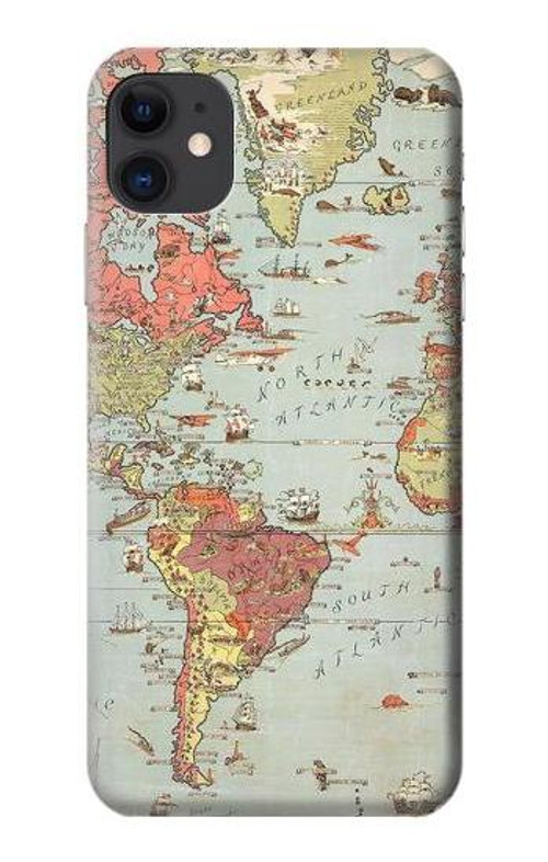 S3418 Vintage World Map Case Cover Custodia per iPhone 11