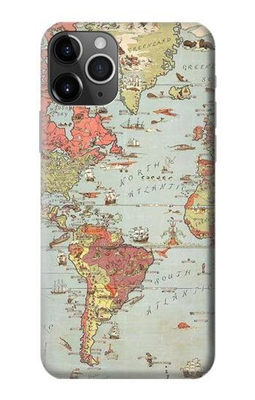 S3418 Vintage World Map Case Cover Custodia per iPhone 11 Pro