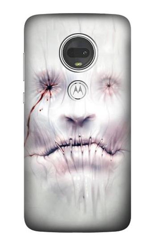 S0884 Horror Face Case Cover Custodia per Motorola Moto G7, Moto G7 Plus