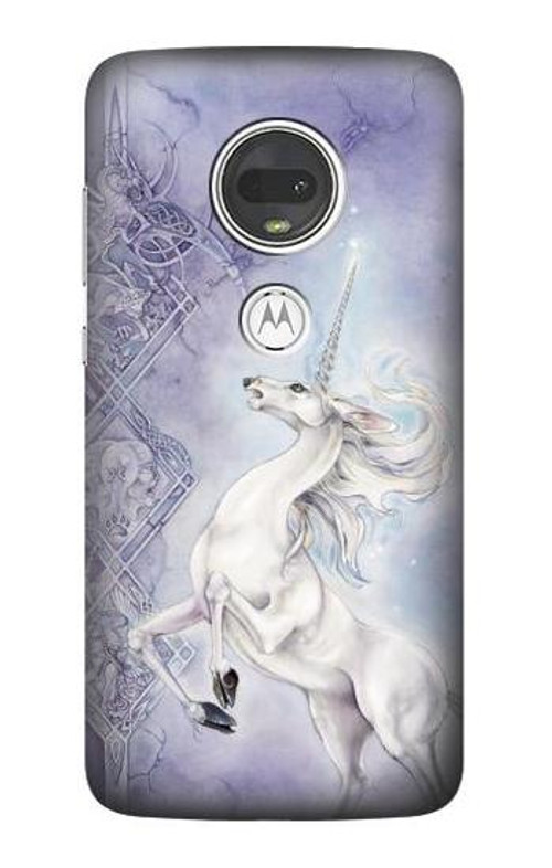S1134 White Horse Unicorn Case Cover Custodia per Motorola Moto G7, Moto G7 Plus