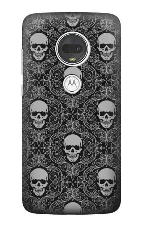 S2371 Skull Vintage Monochrome Pattern Case Cover Custodia per Motorola Moto G7, Moto G7 Plus