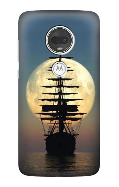 S2897 Pirate Ship Moon Night Case Cover Custodia per Motorola Moto G7, Moto G7 Plus