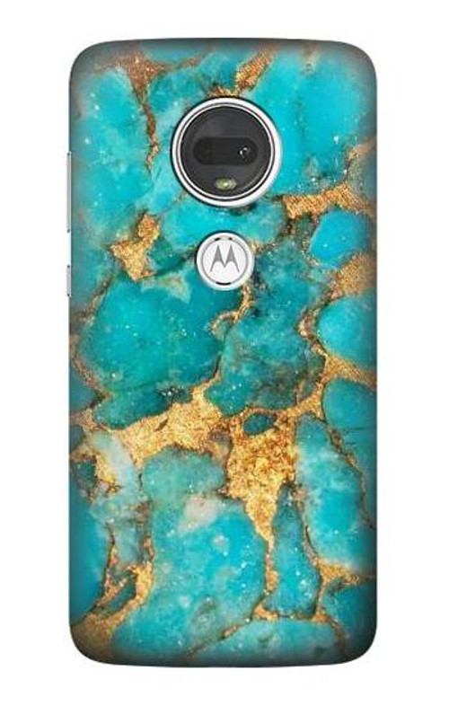 S2906 Aqua Turquoise Stone Case Cover Custodia per Motorola Moto G7, Moto G7 Plus