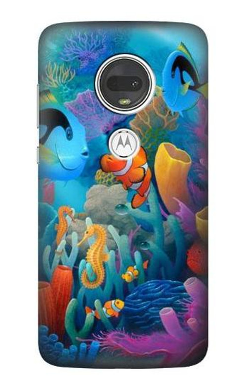 S3227 Underwater World Cartoon Case Cover Custodia per Motorola Moto G7, Moto G7 Plus