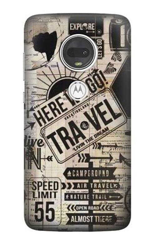 S3441 Vintage Travel Case Cover Custodia per Motorola Moto G7, Moto G7 Plus