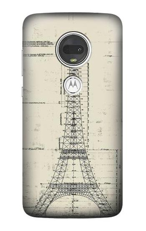 S3474 Eiffel Architectural Drawing Case Cover Custodia per Motorola Moto G7, Moto G7 Plus
