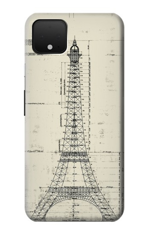S3474 Eiffel Architectural Drawing Case Cover Custodia per Google Pixel 4 XL