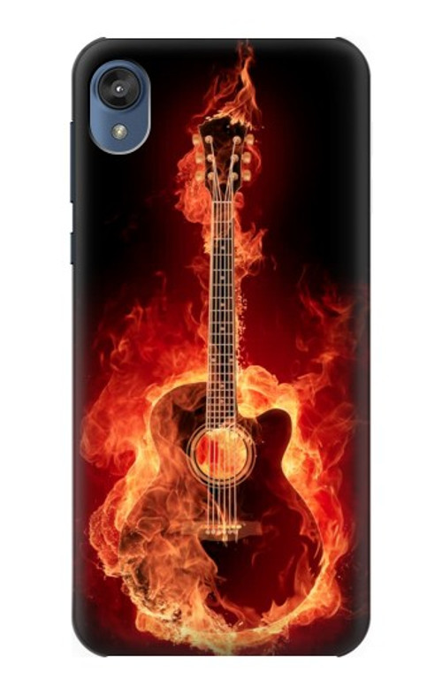 S0415 Fire Guitar Burn Case Cover Custodia per Motorola Moto E6, Moto E (6th Gen)