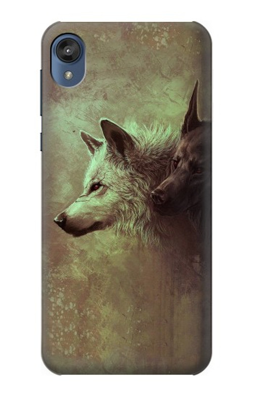 S0931 White Black Wolf Case Cover Custodia per Motorola Moto E6, Moto E (6th Gen)