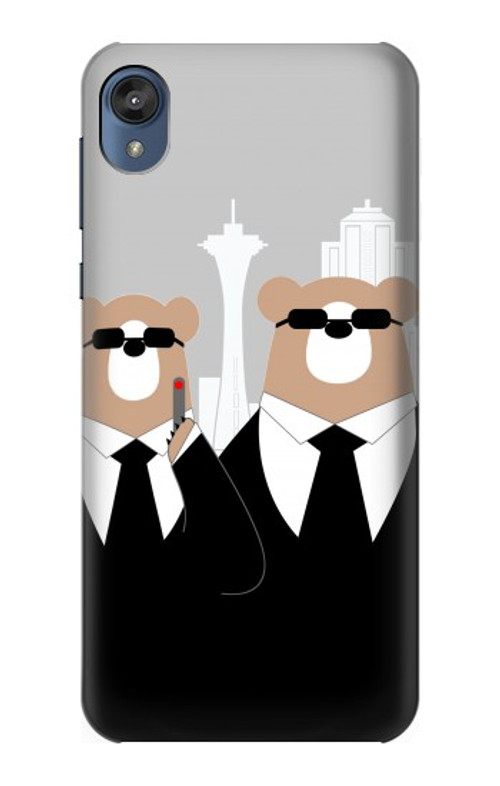 S3557 Bear in Black Suit Case Cover Custodia per Motorola Moto E6, Moto E (6th Gen)