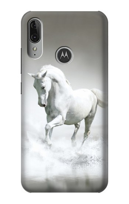 S0932 White Horse Case Cover Custodia per Motorola Moto E6 Plus, Moto E6s