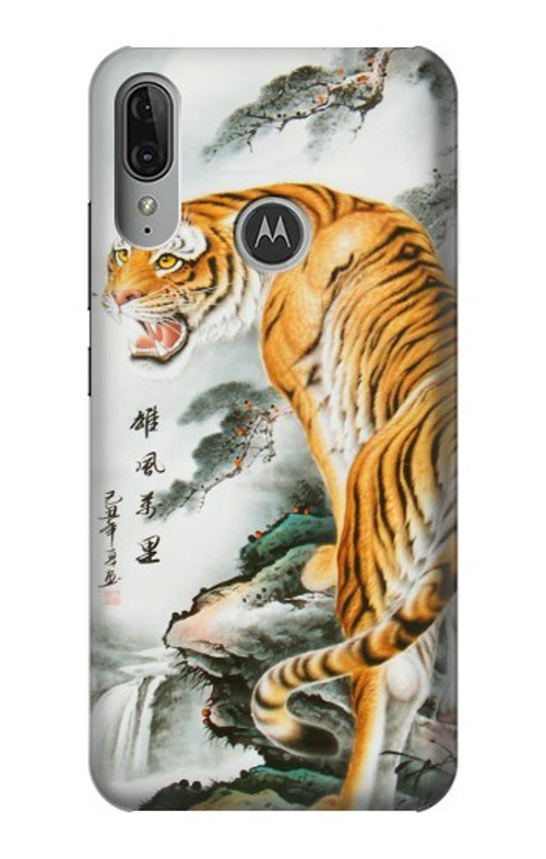 S2750 Oriental Chinese Tiger Painting Case Cover Custodia per Motorola Moto E6 Plus, Moto E6s