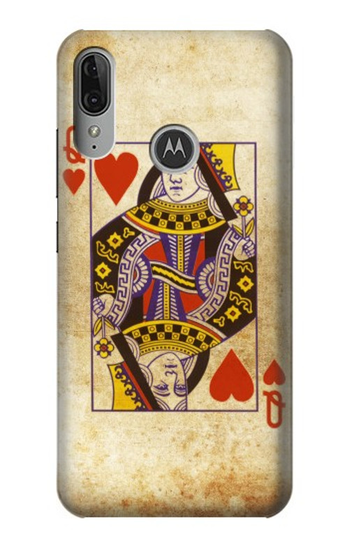 S2833 Poker Card Queen Hearts Case Cover Custodia per Motorola Moto E6 Plus, Moto E6s