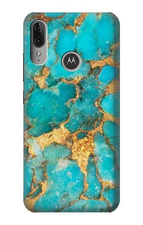S2906 Aqua Turquoise Stone Case Cover Custodia per Motorola Moto E6 Plus, Moto E6s