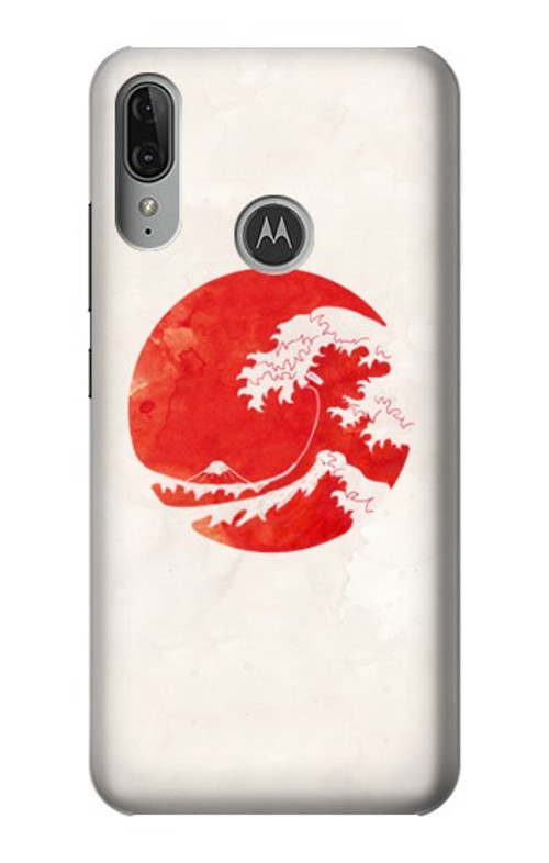 S3237 Waves Japan Flag Case Cover Custodia per Motorola Moto E6 Plus, Moto E6s