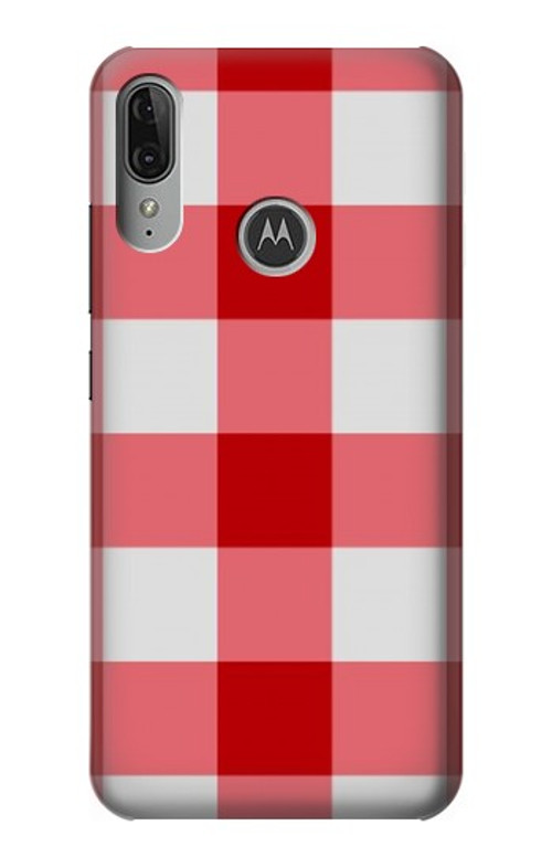 S3535 Red Gingham Case Cover Custodia per Motorola Moto E6 Plus, Moto E6s