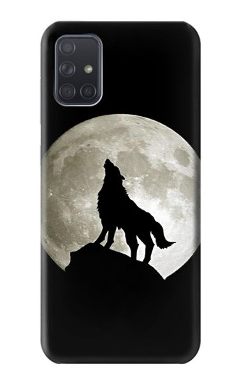 S1981 Wolf Howling at The Moon Case Cover Custodia per Samsung Galaxy A71
