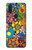 S3281 Colorful Hippie Flowers Pattern Case Cover Custodia per Motorola One Action (Moto P40 Power)