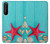 S3428 Aqua Wood Starfish Shell Case Cover Custodia per Sony Xperia 1 II