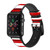 CA0285 Red and White Striped Leather & Silicone Smart Watch Band Strap For Apple Watch iWatch