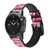 CA0519 Pink Rose Cinturino in pelle e silicone Smartwatch per Garmin Smartwatch