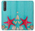 S3428 Aqua Wood Starfish Shell Case Cover Custodia per Sony Xperia 1 III